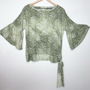 Michael Kors Green Paisley Summer Top Size L